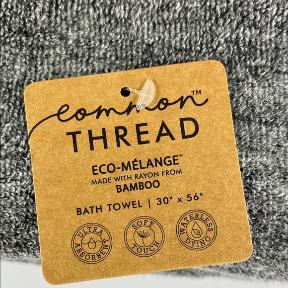 9 Pc Common Thread Bamboo Bath Towel Set Dark Grey Eco Melange NEW - Picture 5 of 8
